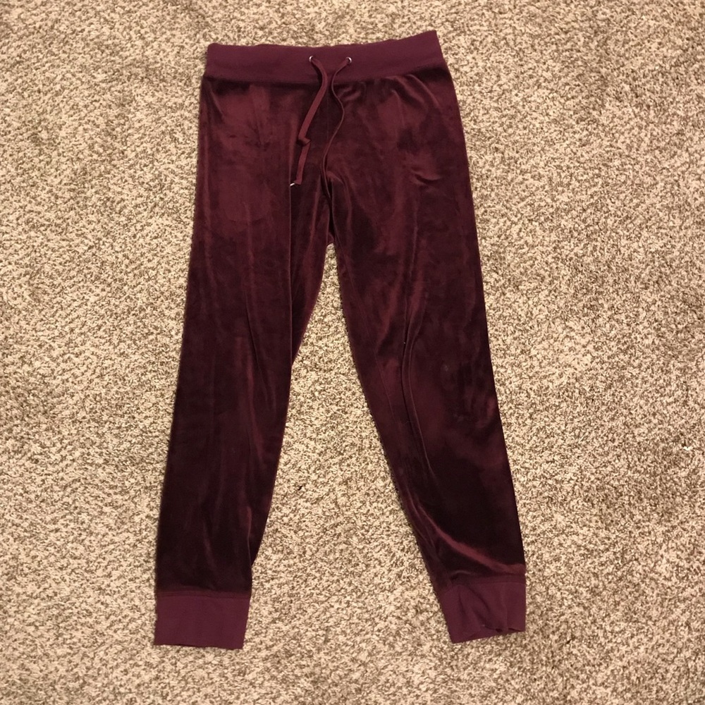 Maroon velvet trackies